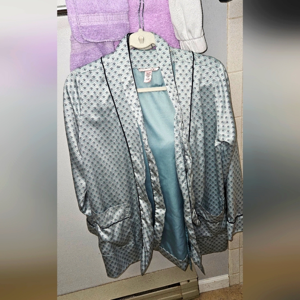 VS Victoria's Secret Green Blue Silky Robe XS